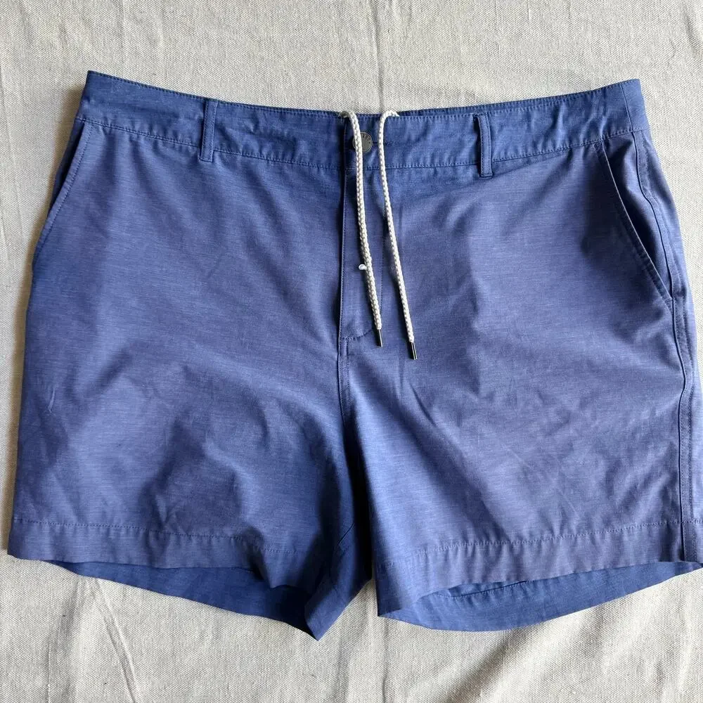 Faherty All Day Shorts Men's 36 Blue Hybrid Performance Chino Stretch Sun Faded